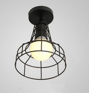 Luz de techo Vintage, lámpara de techo de hierro Retro nórdica moderna, decoración para sala de estar, Bar, Loft negro, E27, accesorio de jaula de luces para el hogar