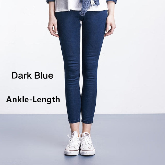 Damen Jeans Casual Hohe Taille Sommer Herbst Hose Dünne Stretch Baumwolle Denim Hose Für Frau Blau Schwarz 100kg