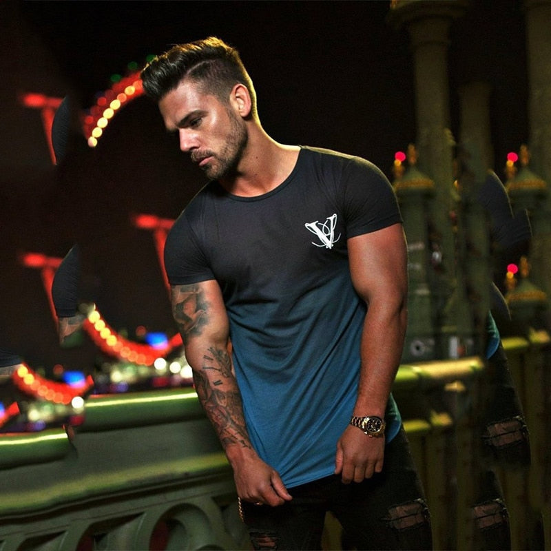 2019 Nueva marca de ropa Gyms Tight Cotton T-shirt Hombres Fitness T-shirt Homme Gyms T Shirt Hombres Fitness Summer Tees Tops