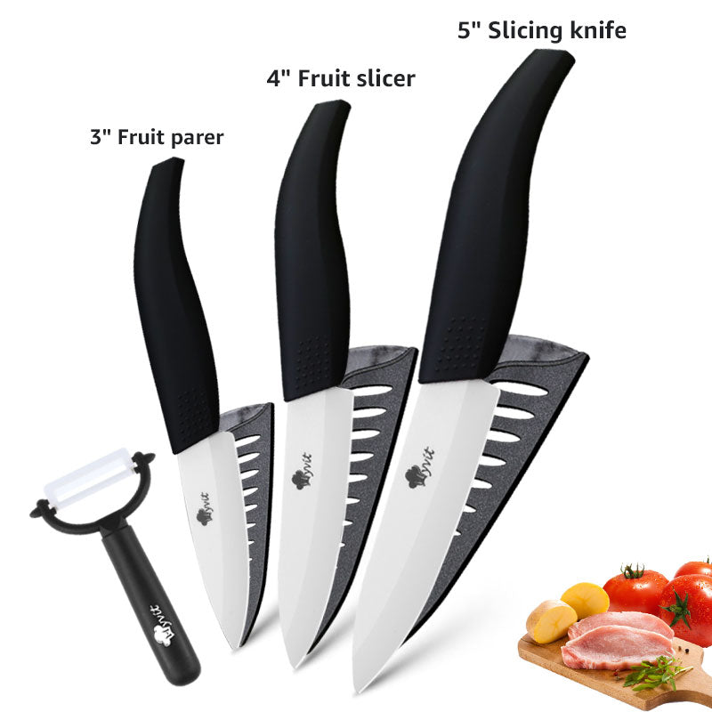 Messerset Keramikmesserset 3 4 5 6 Zoll Zirkonia Keramik Schwarz-Weiß-Klinge Kochen Schälen Obst Kochmesser