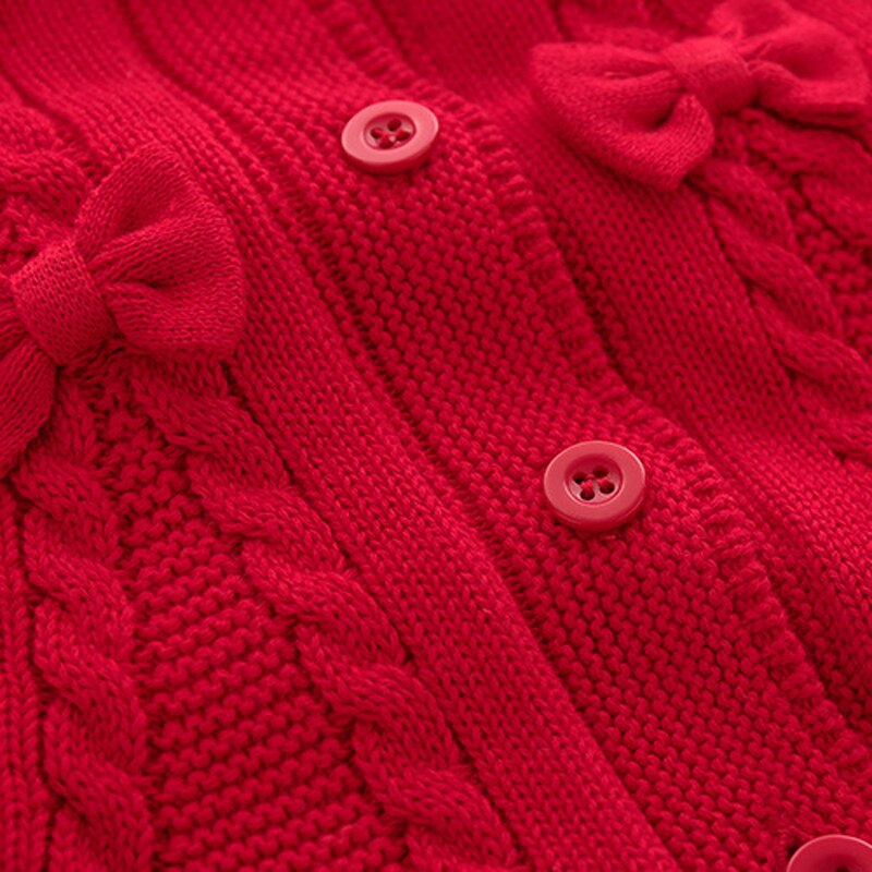 IYEAL Neugeborenes Baby Mädchen Kleidung Baumwolle Warmer Samt Strickpullover Mit Kapuze Roter Umhang Mit Schleife Für Kinder Kleinkinder Mädchen