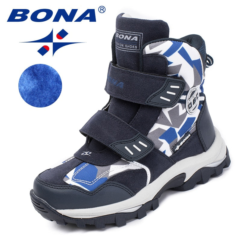 BONA, nuevo estilo Popular, botas para niños, zapatos de invierno con gancho y lazo para niños, botines de punta redonda para niñas, cómodos, rápidos, envío gratis