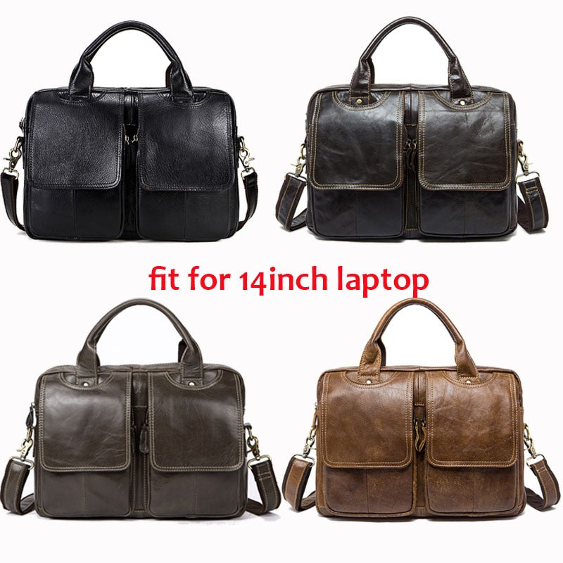 WESTAL Men&#39;s Bag Genuine Leather Men&#39;s Briefcases Laptop Bag Leather Totes for Document Office Bags for Men Messenger Bags 8002