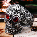 BEIER Stainless Steel Gothic gold Carving kapala skull  Ring Biker Hiphop rock Jewelry Unique fashion Gift for men BR8-327