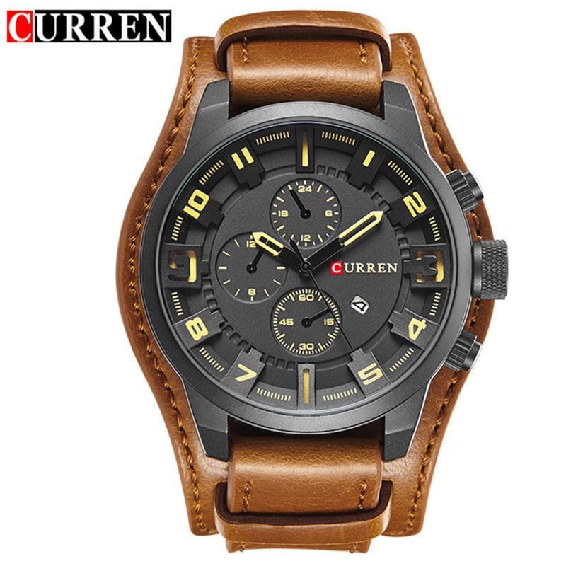 Luxury Brand CURREN Mens Watches Military Sports Men Watch Quartz Date Clock Casual Leather Wrist Watch Relogio Masculino 8225