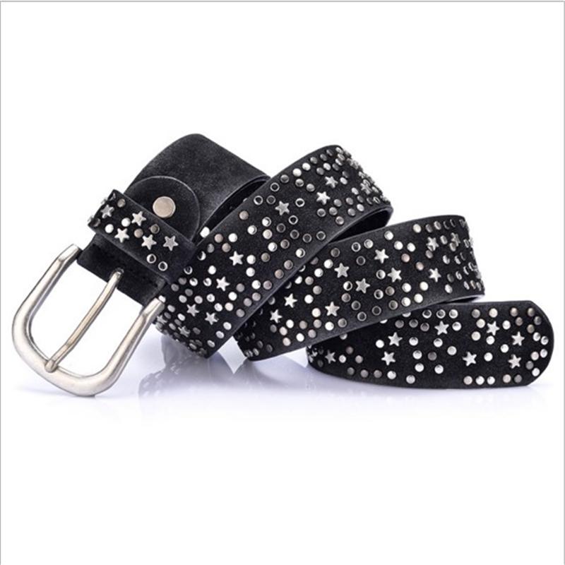 SupSindy woman belts Star geometric rivet pin buckle PU belt for women European fashion top quality faux leather strap for jeans