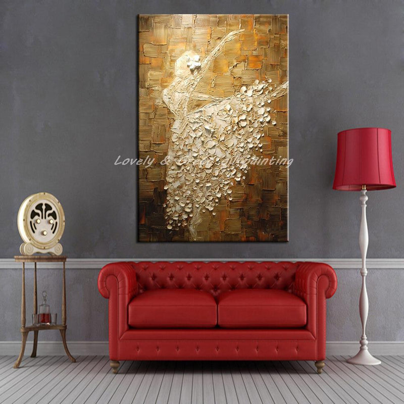 Mintura Ballet Dancer Picture Hand Painted Abstract Palette Knife  Oil Paintings On Canvas  Wall Art For Living Room  Home Decor