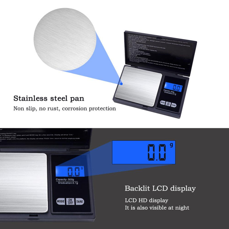 LCD Digital Pocket scale 500/0.01g  Jewelry Gold Balance Weight Scale  Electronic Gold Coin Scale for Household, Pharmacy