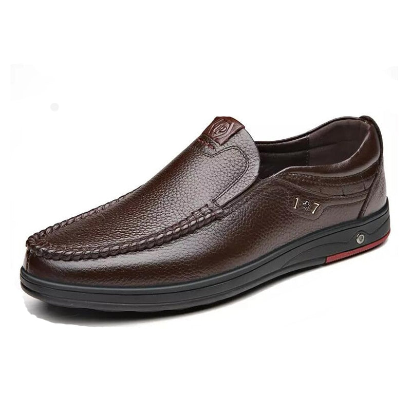 Zapatos de cuero genuino, mocasines para Hombre, zapatos de cuero informales de negocios, mocasines suaves clásicos, zapatos planos transpirables para Hombre