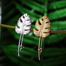 Lotus Fun Real 925 Sterling Silver Handmade Designer Fine Jewelry 18K Gold Creative Monstera Leaves Brooches for Women Bijoux