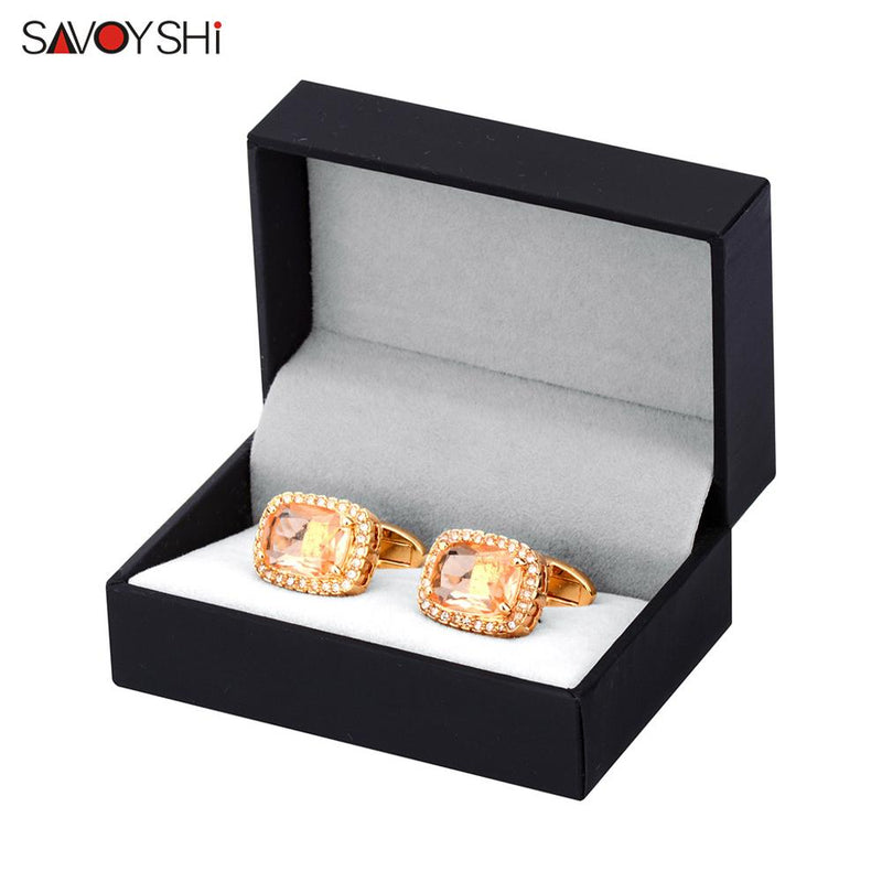 SAVOYSHI Luxury Wedding Shirt Cufflinks for Mens Gift Crystals Cuff links Brand High Quality Fashion Jewelry Free carving name