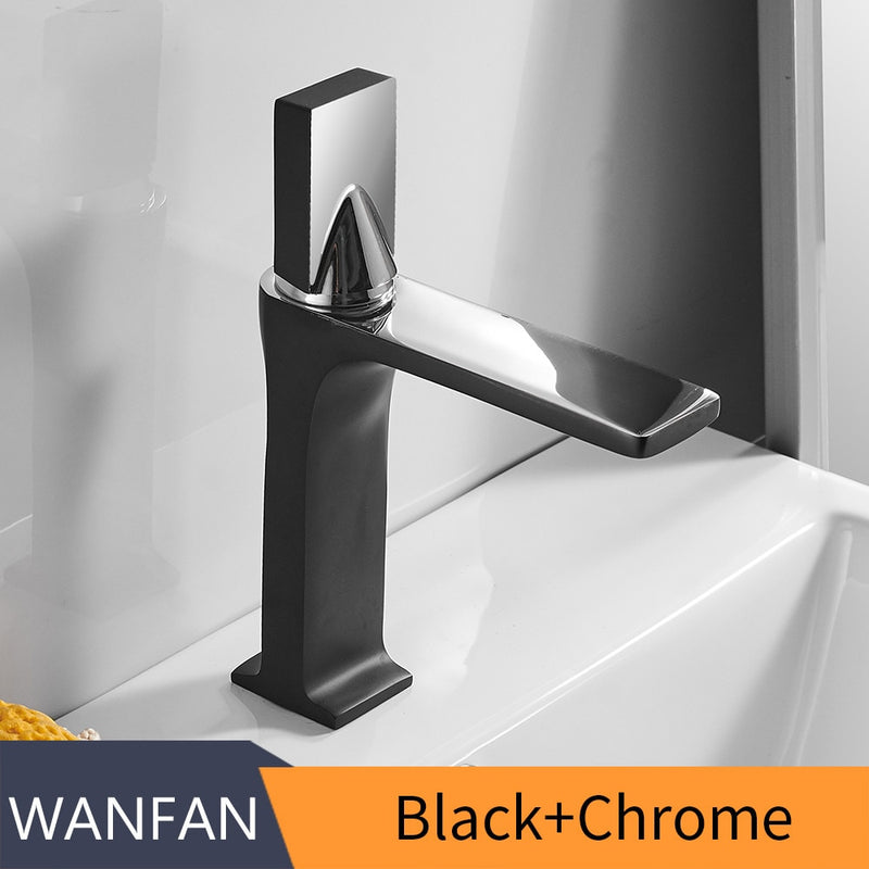 Bathroom Faucet Black Single Handle Hot Cold Switch Water Mixer Taps Wash Basin Bathroom Deck Mounted Basin Faucet 855002