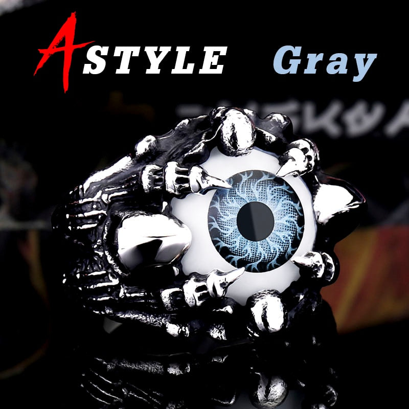 BEIER Wholesale New Fashion Cool Warrior helmet Claw Vivid Eyeball Rings with skull For Man Punk Biker Viking jewelry BR8-203