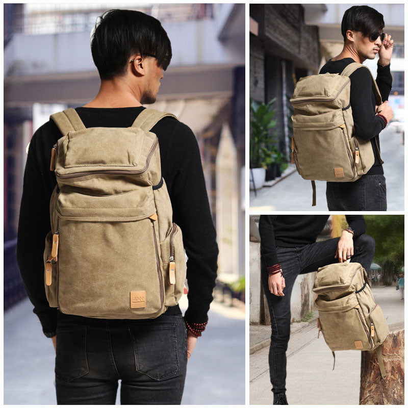 Mochila informal de alta calidad para hombre, mochila de lona a la moda para estudiantes, bolso de hombro escolar, mochila para ordenador portátil, mochilas de viaje grandes coreanas