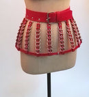 Sujetador enjaulado de 4 filas para trabajo pesado, 100% hecho a mano, arnés de cuero PU para mujer, lencería para el pecho, sujetador, cinturón, falda, arnés, cinturón para la cintura