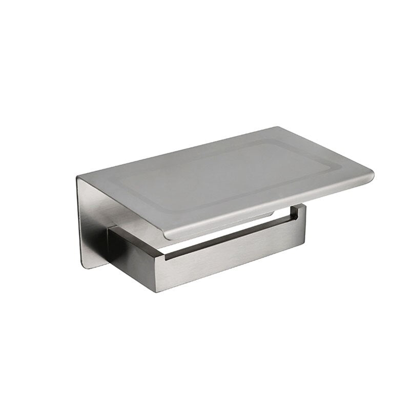 White &Mirror Chrome Polished & Black & Brushed  Stainless Steel Toilet Paper Holder Top Place Things Platform 4 Choices