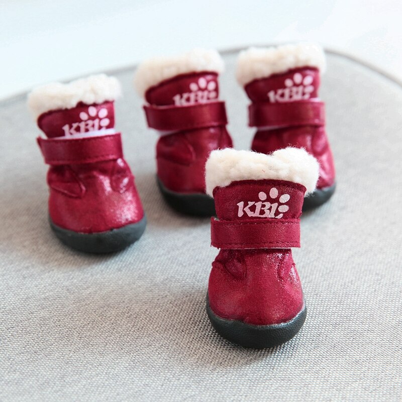 4pcs/set Snow dog clothing &amp; shoes Winter Cotton Shoes For Dog Yorkshir Anti Slip Warm Puppy Lot Little Small Animal Accessories