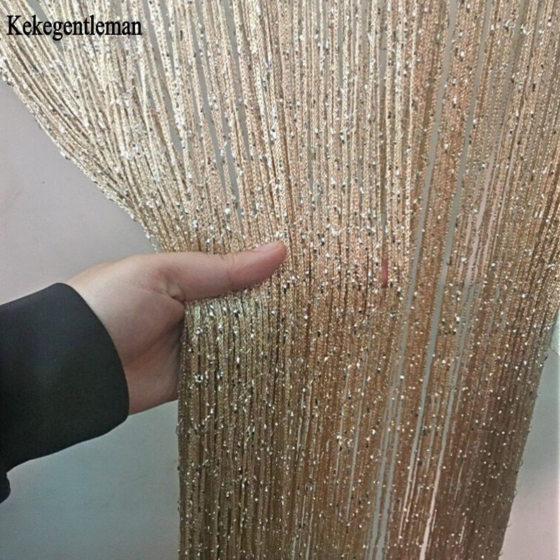 3x2.6m String Curtain Shiny Tassel Line Curtains Window Door Divider Drape Living Room Decor Valance