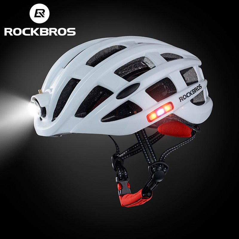 Casco ligero para bicicleta ROCKBROS, casco impermeable para bicicleta, casco de ciclismo con carga USB, accesorios para bicicleta de montaña y carretera moldeados integralmente