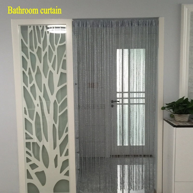 Cortina de hilo de 3x2,6 m, línea de borlas brillantes, cortinas, ventana, puerta, cortina divisoria, decoración para sala de estar, cenefa