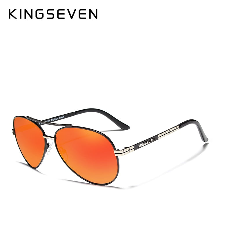 KINGSEVEN Design Herrenbrille Pilot HD Polarisierte Sonnenbrille für Herren/Damen Fahrende Sonnenbrille mit geprägtem Logo Oculos De Sol