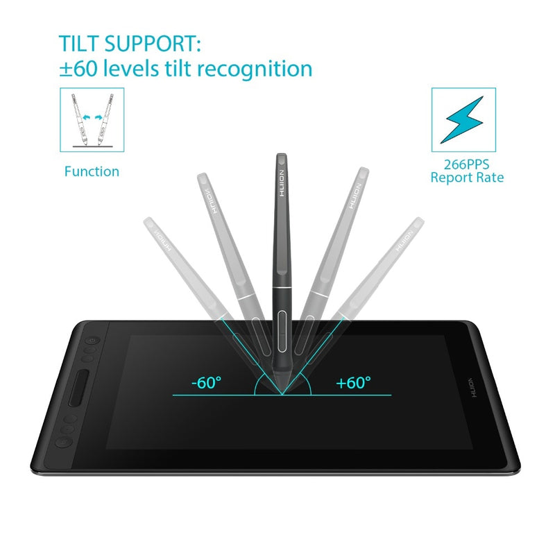 HUION KAMVAS Pro 12 Digitales Grafiktablett, batterieloses Stift-Display, Zeichentablett-Monitor mit Neigungsfunktion, AG-Glas-Touch-Bar