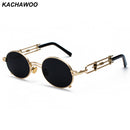 Kachawoo Metal Round Steampunk Sunglasses Men Retro Vintage Gothic Steam Punk Sun Glasses For Women Summer 2018