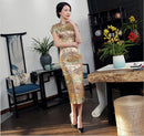 Vintage Chinese style Cheongsam Red Spring Womens Satin Long Qipao New Arrival Party Dress Mujer Vestidos Size S M L XL XXL XXXL