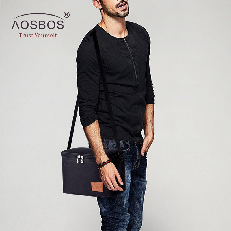 Aosbos Portable Cooler Lunch Bags Insulated Camo Thermal Lunchbox Shoulder Food Picnic Bag Cooler Tote Handbags for Men Women