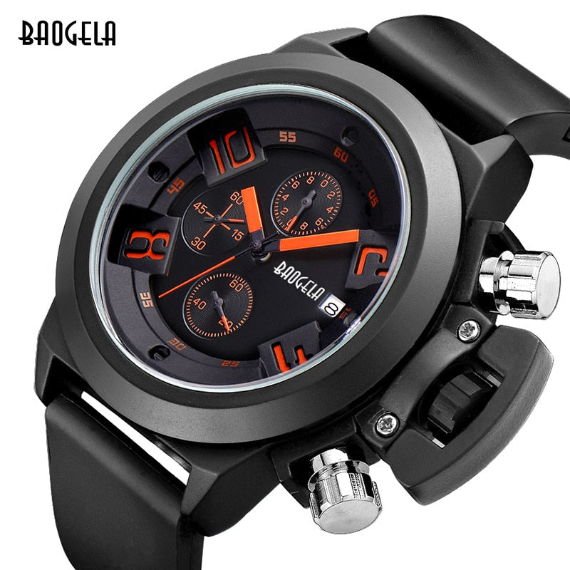 Baogela Fashion Mens Quartz Watches Sport Chronograph Montre Homme Relogio Masculino Silicone Wristwatch for Man Clock Hour