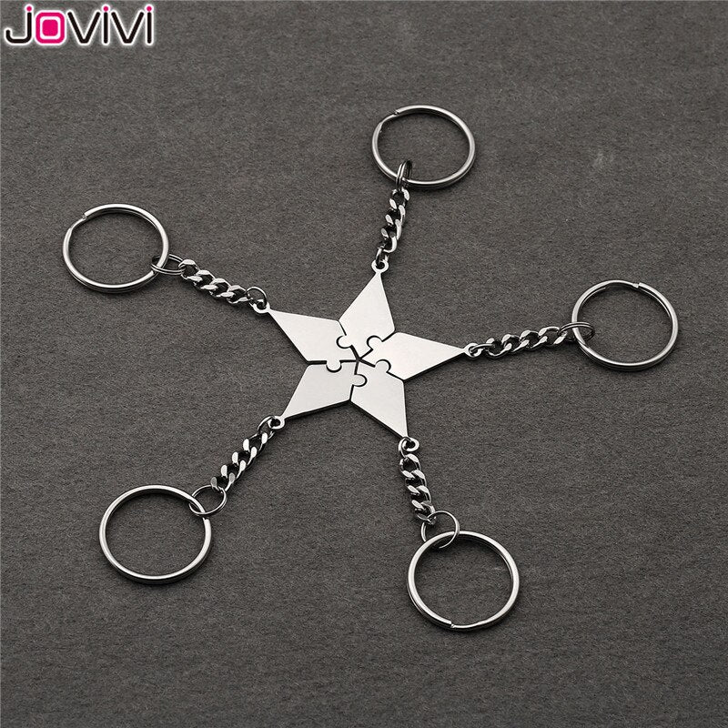 Jovivi Stainless Steel 5/6 Piece Key Ring Best Friends BFF Keychains Friendship Puzzle Piece Charm Gift Key Chain Jewelry