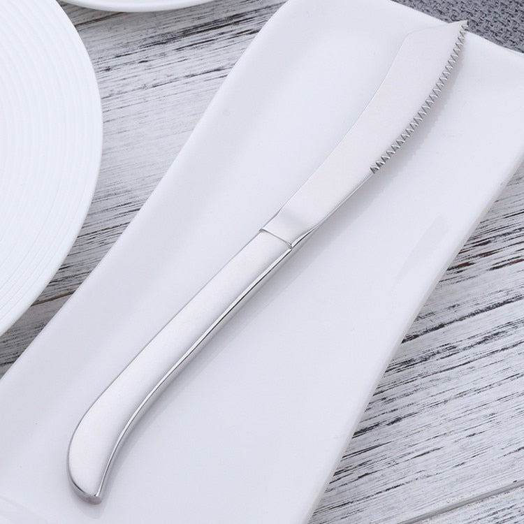 4/6/8pcs Stainless Steel Rainbow Steak Knife Sharp Table Knives Set Restaurant Cutlery Dinner Knife Black Dinnerware Set