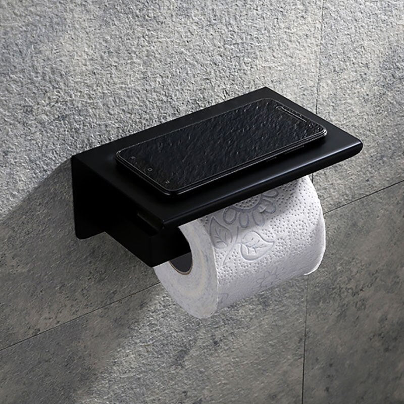 White &Mirror Chrome Polished & Black & Brushed  Stainless Steel Toilet Paper Holder Top Place Things Platform 4 Choices