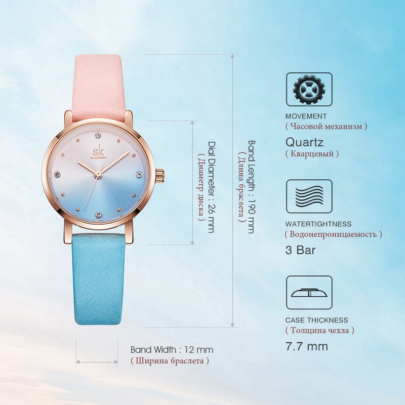 Shengke Creative Color Leather Watches Women Ladies Quartz Watch Relogio Feminino SK Women Wrist Watch Montre Femme