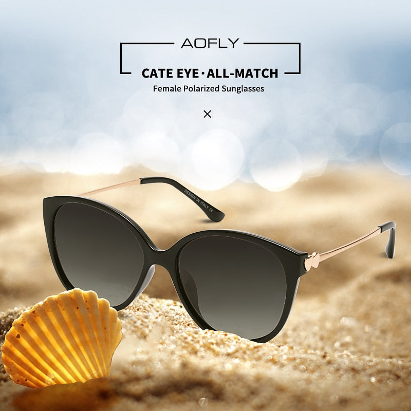 AOFLY BRAND DESIGN 2023 Trending Women Polarized CATEYE Sunglasses Ladies Sun glasses Driving Travel Eyewear Love Temple UV400