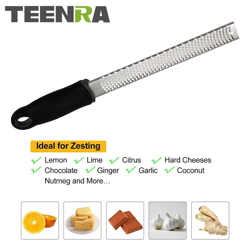 TEENRA 1Pcs Stainless Steel Lemon Zester Cheese Garter Garlic Ginger Nutmeg Garter Zester Vegetable Fruit Tools