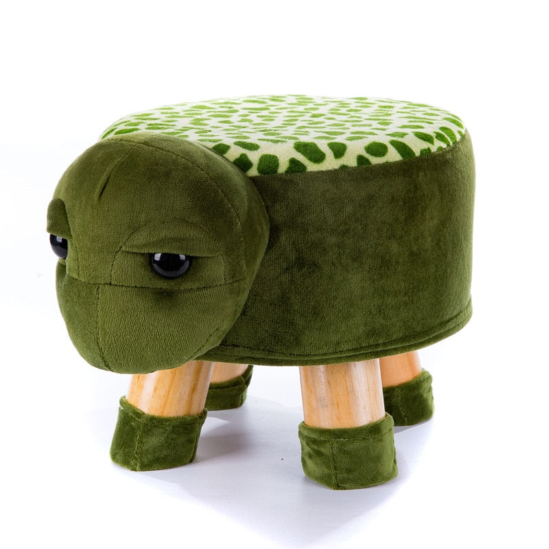 Multi-Style Handgemachter Tierstuhl Holz Kinderhocker Schuhe Sofa mit Plüsch-Cartoon-Abdeckung Gehobener Erwachsener Babystuhl Kleine Bank