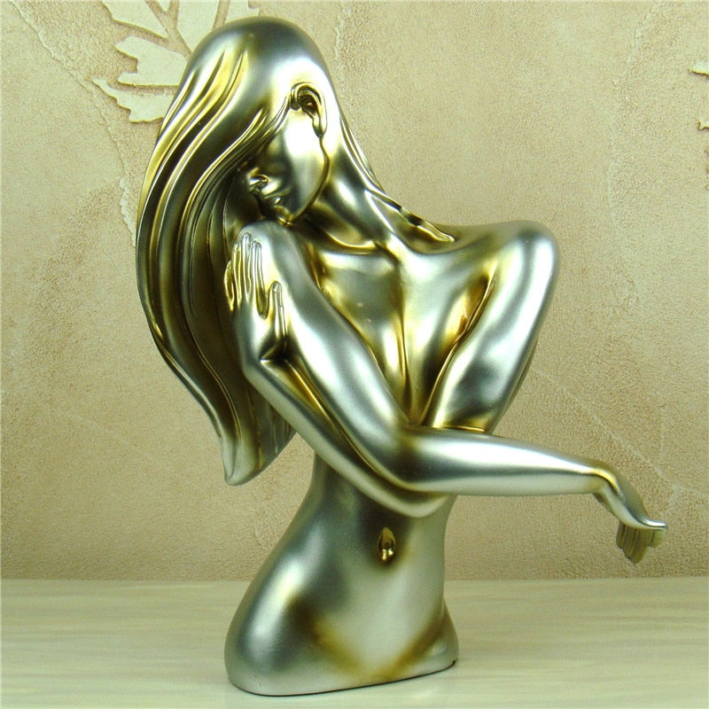 Abstract Naked Woman Bust Handmade Resin Belle Sculpture Human Body Art Ornament Lover&