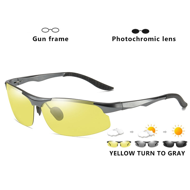 Aluminum Magnesium Photochromic Polarized Sunglasses Men Driving Glasses Day Night Vision Driver Goggles Oculos De Sol Masculino