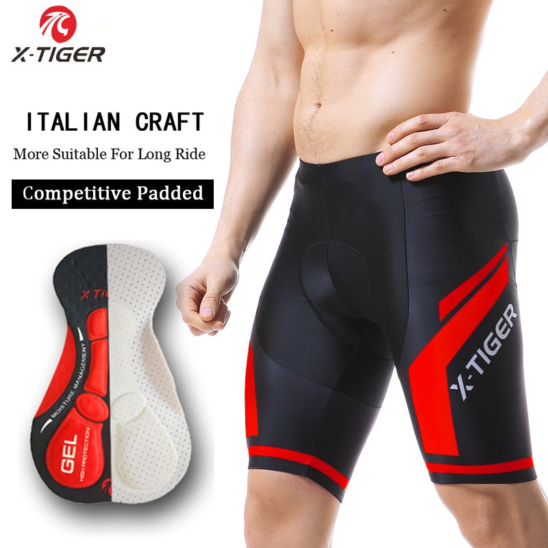 Pantalones cortos de Ciclismo X-TIGER Coolmax 5D Gel Pad a prueba de golpes MTB Road Bike Bibs Shorts Ropa Ciclismo pantalones cortos de bicicleta para hombres