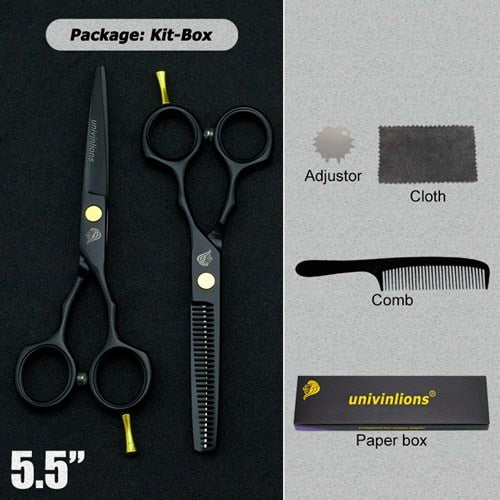 Tijeras de pelo negro de 5,5 ", tijeras de afeitar, tijeras calientes, diseños de corte de pelo, herramientas de peluquería baratas, cortadora de pelo, tijeras para niños