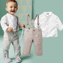 Autumn Set Long Sleeve Tops + Long Suspender Trousers 5 Sizes Kids Boy Clothes New
