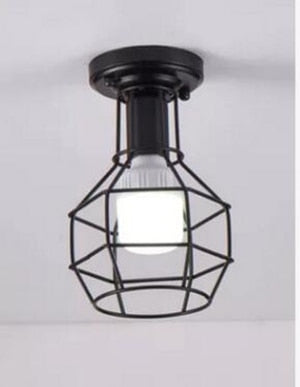 Luz de techo Vintage, lámpara de techo de hierro Retro nórdica moderna, decoración para sala de estar, Bar, Loft negro, E27, accesorio de jaula de luces para el hogar