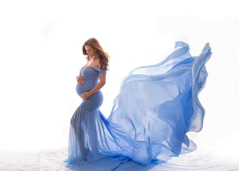 Accesorios de fotografía de maternidad largos vestido de embarazo para sesión de fotos fuera del hombro vestidos de embarazada para mujeres Maxi vestido de maternidad