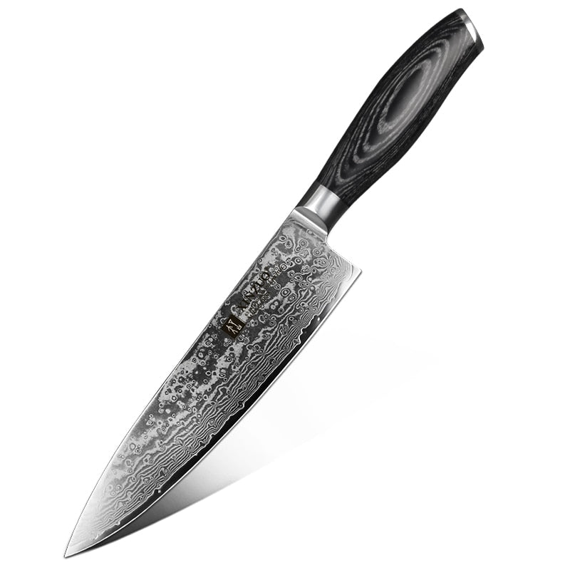 XINZUO 8'' Kochmesser Gyuto Messer Japanischer Stil VG10 Damaskus Küchenmesser Edelstahl Fleischermesser Pakkaholzgriff