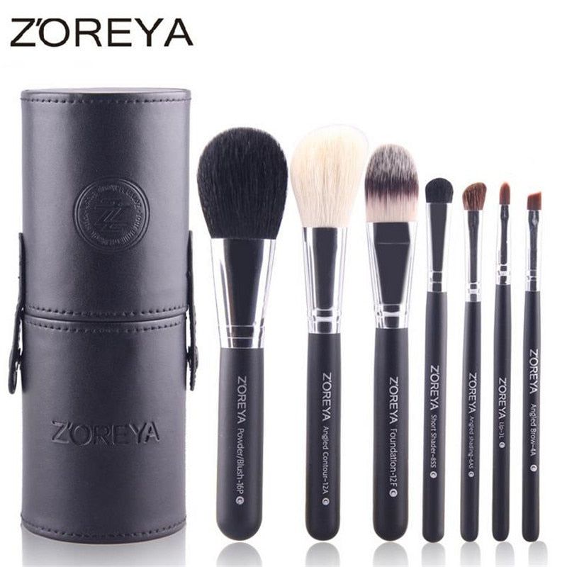 Zoreya 7pcs Natural Goat Hair Makeup Brushes Set Powder lot pinceaux maquillage Cosmetic tool MakeUp Brush Organizer 40