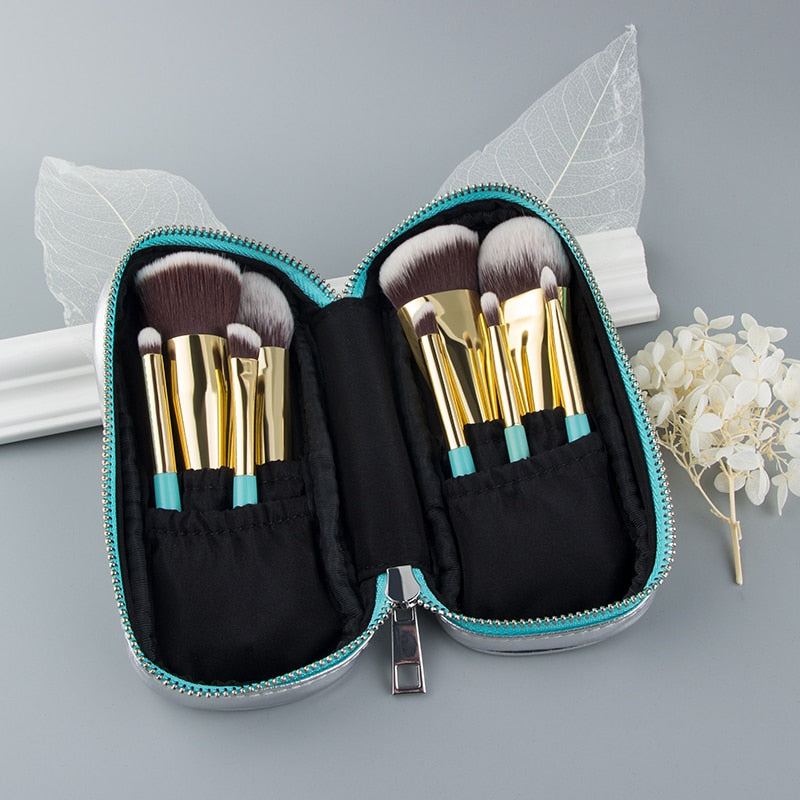 Anmor 9 STÜCKE Mini Weiche Make-up Pinsel Set Kit Tragbare Kabuki-Pinsel Für Make-up Professionelle Kosmetik Reisetasche pincel maquiagem