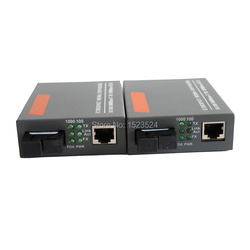 1 par HTB-GS-03 A/B Convertidor de medios de fibra óptica Gigabit 1000Mbps Modo único Puerto SC de fibra 20KM Fuente de alimentación externa