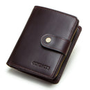CONTACT'S Genuine Leather RFID Vintage Wallet Men With Coin Pocket Short Wallets Small Zipper Walet With Card Holders Man Purse