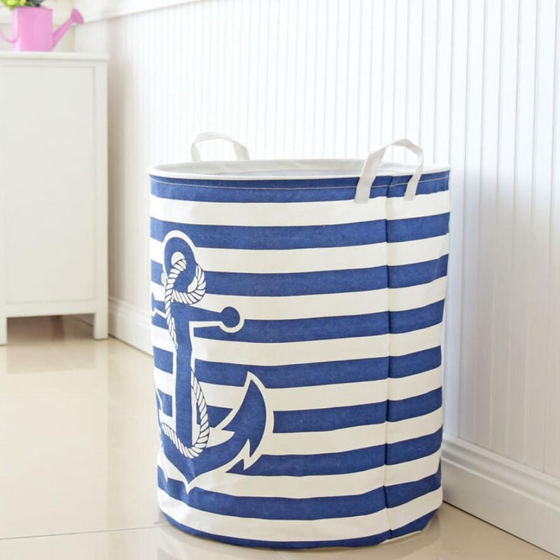 New Stripe anchor Laundry Hamper folding waterproof Clothes Storage Baskets Home decoration barrel kids toy organizer basket